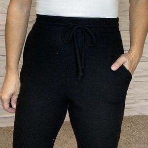 Waffle Knit Joggers - Black